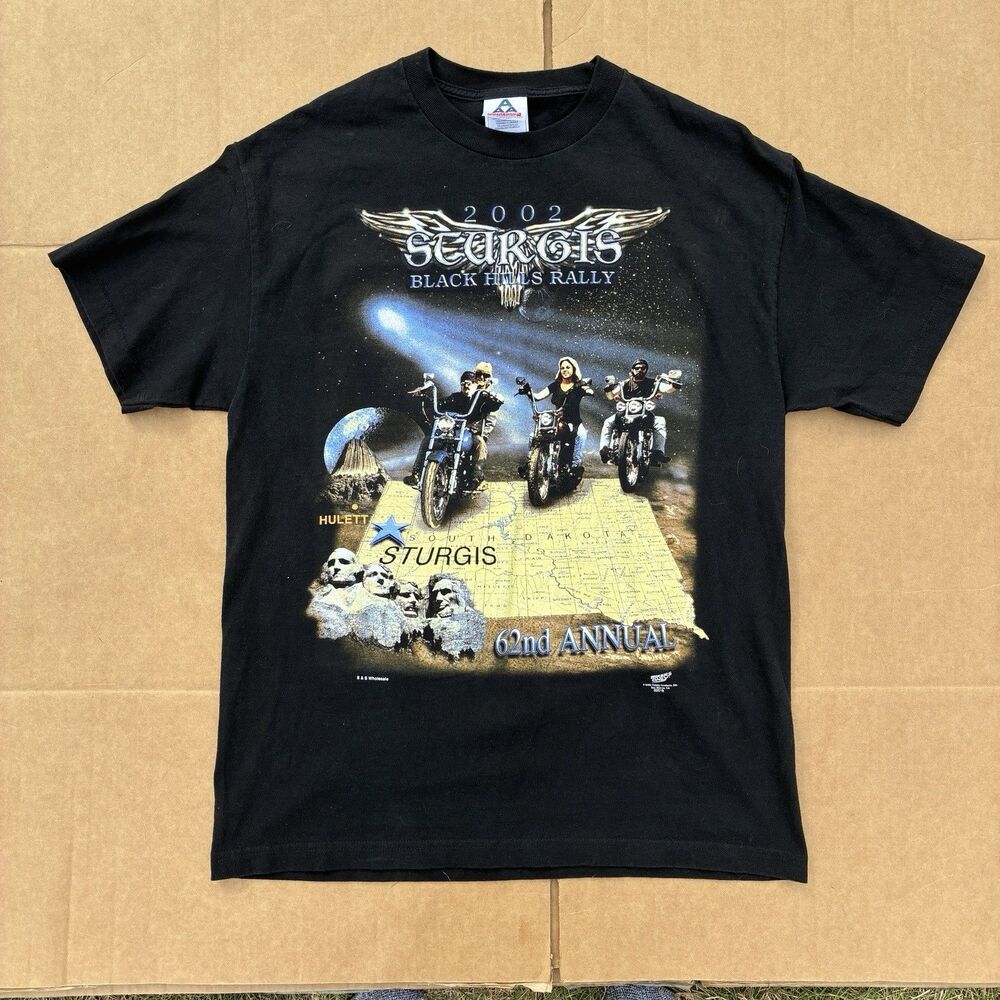 Vintage Y2K Sturgis Black Hills Rally Graphic T-Shirt Black L